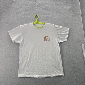 Grizzly Men Shirt XL White Animal Print Short Sleeve Logo‎